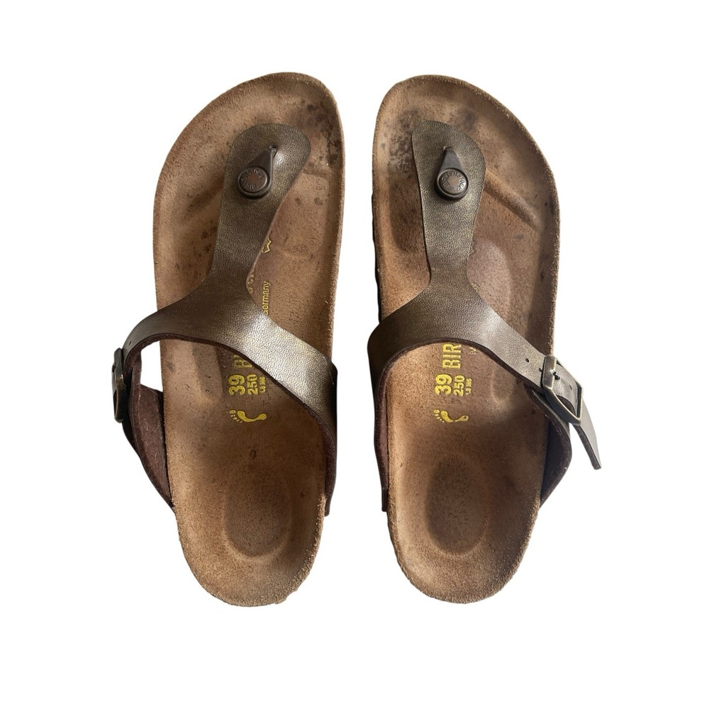 Birkenstock Gizeh Birko-Flor Womens Comfort Summer Bronze Brown Sandals Sz 39